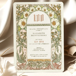 Convites Celebração Elegante Centenária Art Nouveau Mucha