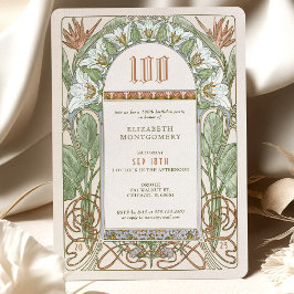 Convites Celebração Elegante Centenária Art Nouveau Mucha
