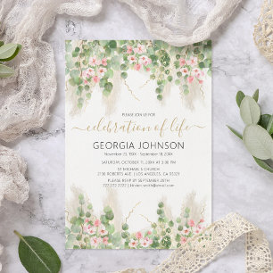 Convites Celebração Elegante de Eucalipto da Vida   Memoria