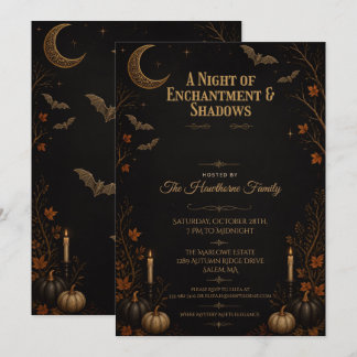Convites Celebração Elegante de Festa de Halloween