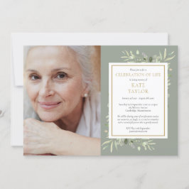 Convites Celebração Elegante de Verde da Vida Foto