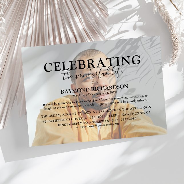 Convites Celebração Elegante do Funeral de Sobreposição de  (Criador carregado)