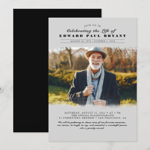 Convites Celebração Elegante Moderna da Foto Funeral da V