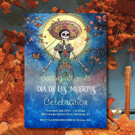 Convites Celebração Elegante Moonlit Catrina Día de Muertos