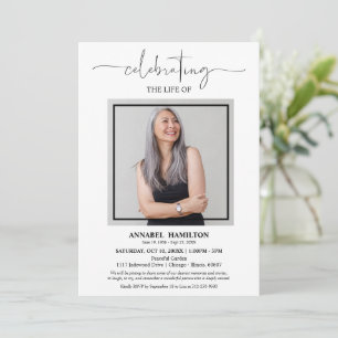 Convites Celebração Elegante Simples da Foto Funeral da Vid