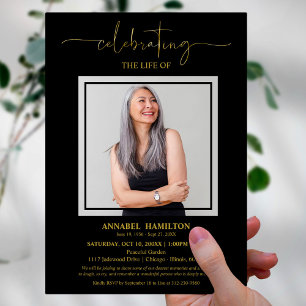 Convites Celebração Elegante Simples da Foto Funeral da Vid