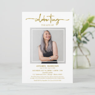 Convites Celebração Elegante Simples da Foto Funeral da Vid