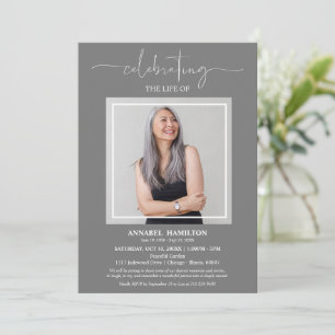 Convites Celebração Elegante Simples da Foto Funeral da Vid