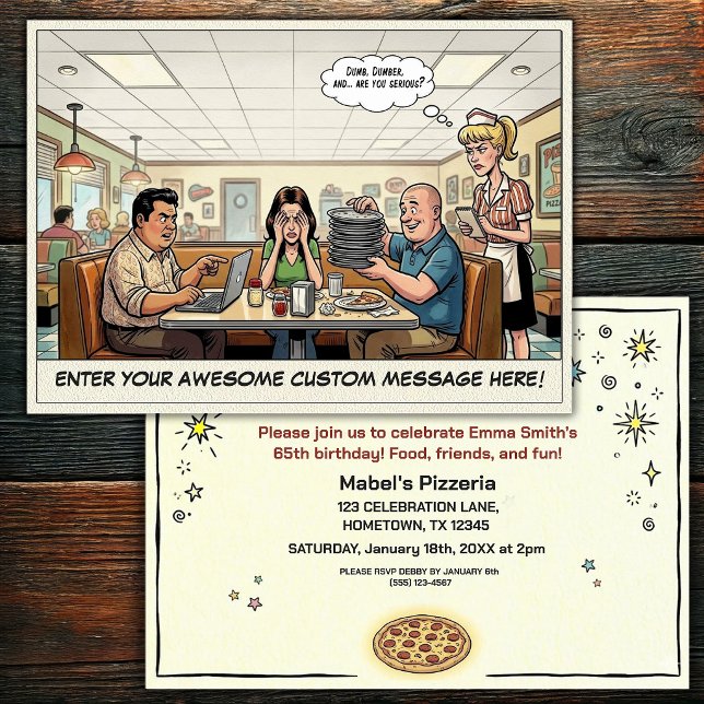 Convites Celebração em Grupo na Pizzaria Divertida (Criador carregado)