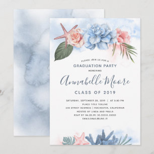 Convites Celebração em Praia  Festa de formatura tropical