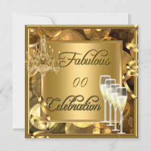 Convites Celebração Fabulosa de Qualquer Idade Champanhe Do