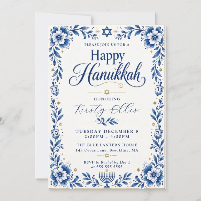 Convites Celebração Feliz de Hanukkah (Frente)