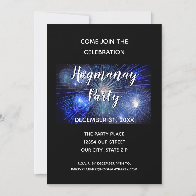 Convites Celebração Feliz do Hogmanay Fogos de Ano Novo (Verso)