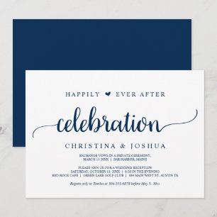 Convites Celebração Feliz para Sempre, Casamento Azul-Marin