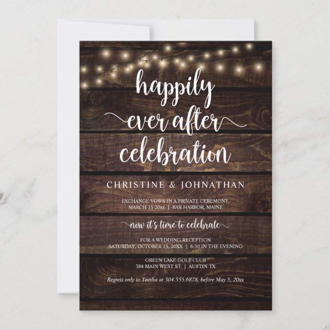 Convites Celebração feliz para sempre, Casamento Rústico I (Frente)