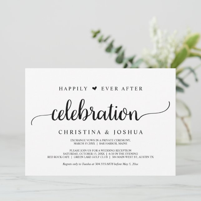 Convites Celebração Feliz para Sempre, Casamento Simples, R (Em pé/Frente)