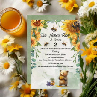 Convites Celebração/festa de aniversário do urso de mel