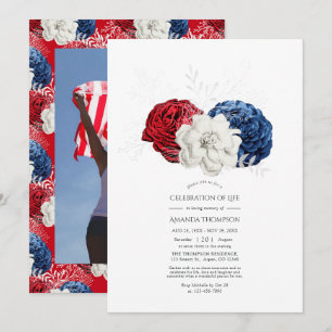 Convites Celebração Floral Americana Patriótica da Vida