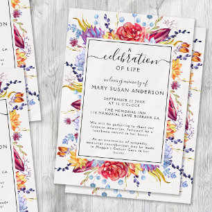 Convites Celebração Floral Colorida do Memorial da Vida