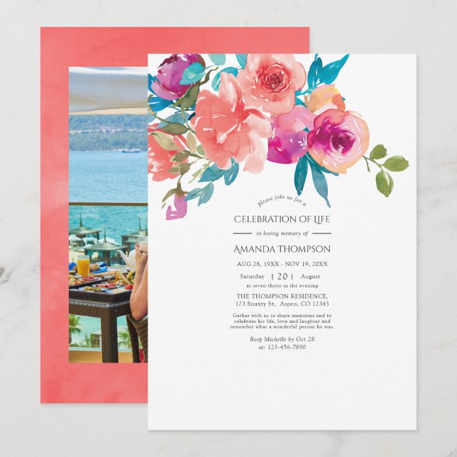 Convites Celebração Floral Coral e Fandango da Vida (Frente/Verso)