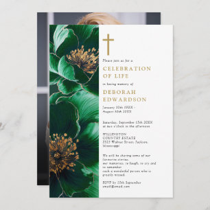 Convites Celebração Floral Cristã Verde Da Foto Da Vida