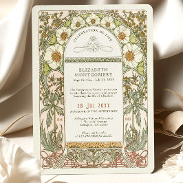 Convites Celebração Floral da Vida por Alphonse Mucha