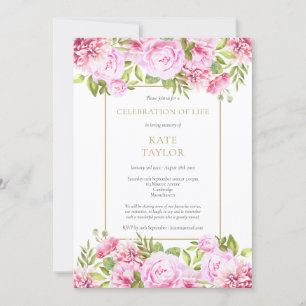 Convites Celebração Floral de rosas do Funeral da Vida