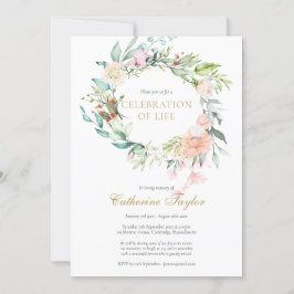 Convites Celebração Floral de Rosas Elegantes do Funeral da