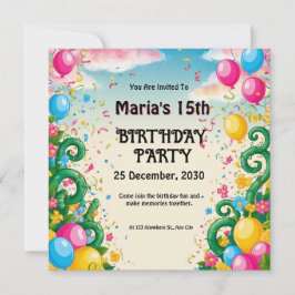 Convites Celebração Floral do Balão para o Aniversário