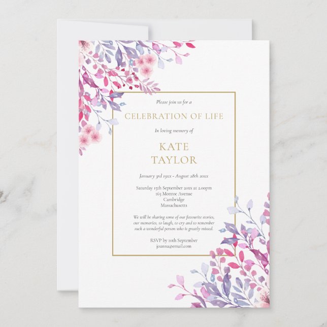 Convites Celebração Floral Funerária Country de Vida (Frente)