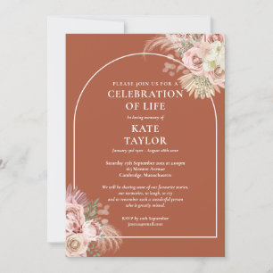 Convites Celebração Funeral da Grama Floral de Pampas de Vi