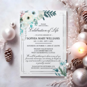 Convites Celebração Funeral da Rosa Branca de inverno