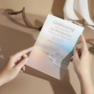 Convites Celebração Funeral de Foto de Ocean Beach