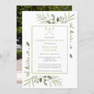 Convites Celebração Funeral Golfer da Life Greenery Foto