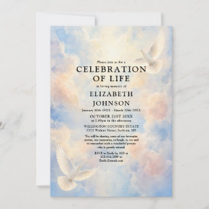 Convites Celebração Funerária do Pombo do Céu Celestial