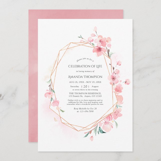 Convites Celebração Geométrica da Vida de Florença Cerejeir (Frente/Verso)