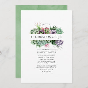 Convites Celebração Geométrica Suculenta de Aquarela da Vid