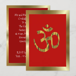 Convites Celebração hindu Om vermelho e dourado