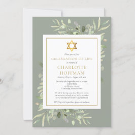 Convites Celebração Judaica de Vida Funeral Verdejante