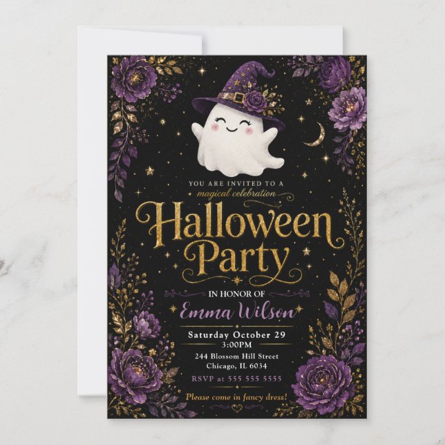 Convites Celebração Mágica de Halloween (Frente)