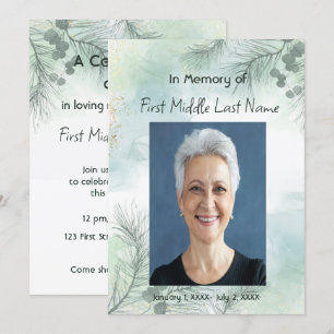 Convites Celebração Memorial de Fotos da Vida