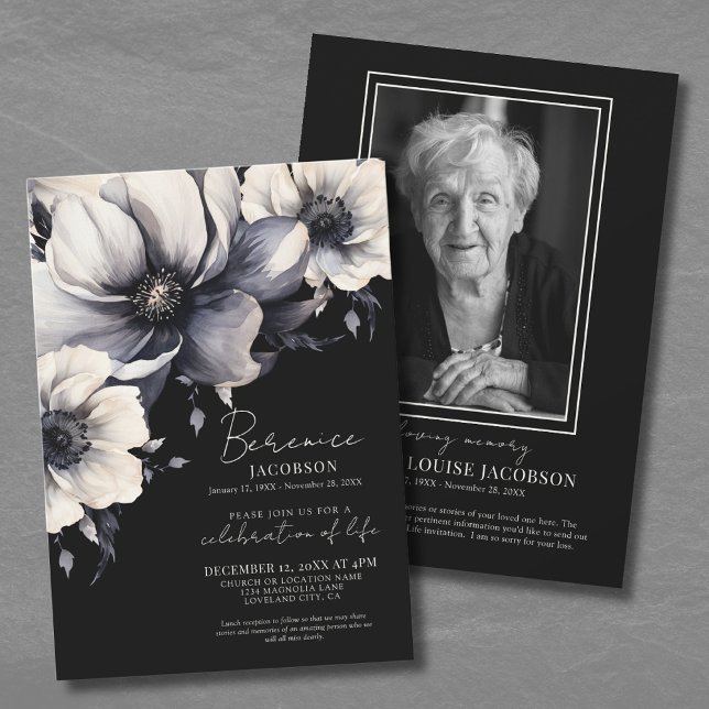 Convites Celebração Memorial de Vida em Letra Elegante (Elegant Script Memorial Celebration Of Life Invitation)