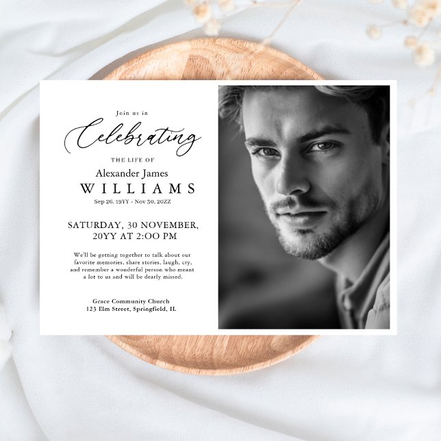 Convites Celebração Mínima da Vida Foto Memorial Funeral (Criador carregado)