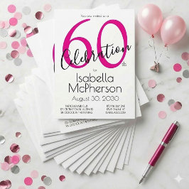 Convites Celebração Mínima de 60 Anos Rosa Festa de Anivers