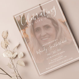 Convites Celebração Mínima de Foto de Script Elegante da Vi