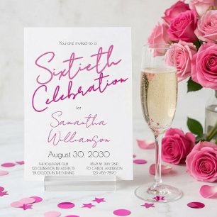 Convites Celebração Mínima de Sexagésimo Aniversário Rosa S