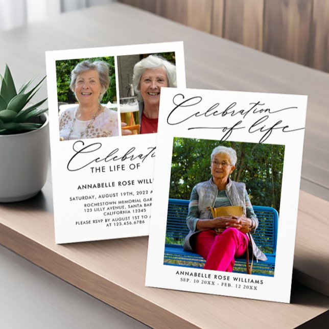 Convites Celebração Moderna Da Colagem De Fotos Do Memorial (Criador carregado)