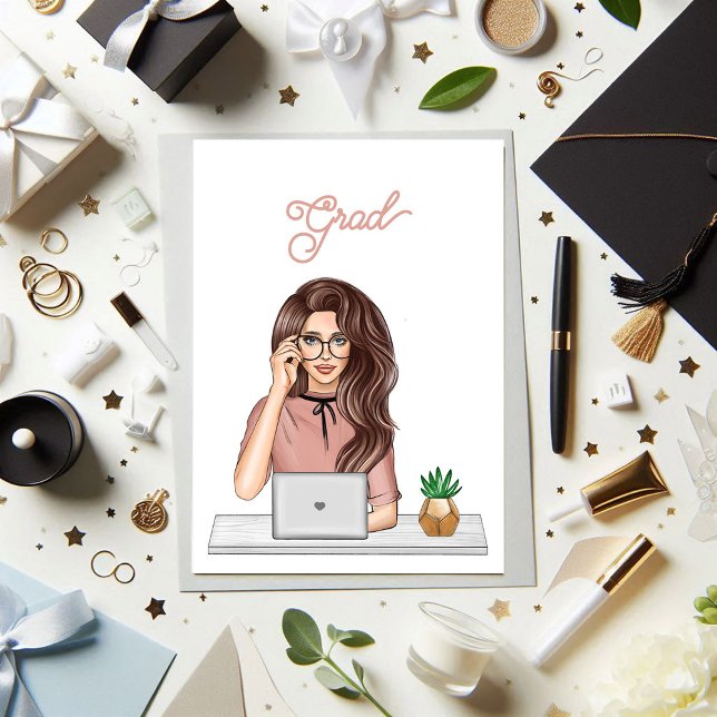 Convites Celebração Moderna de Formandos na moda (Stylish Woman Modern Graduate Celebration Invitation)