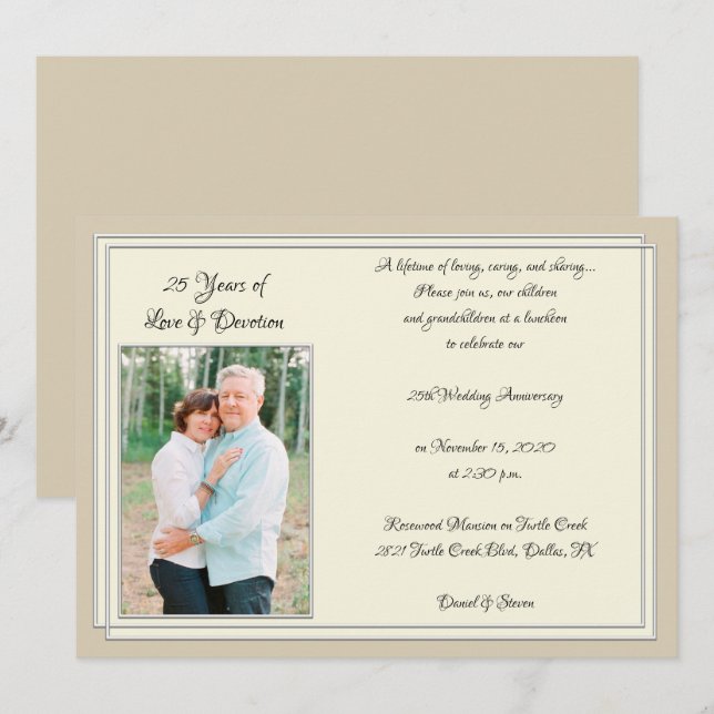 Convites Celebração Moderna do 25º Aniversário (Frente/Verso)
