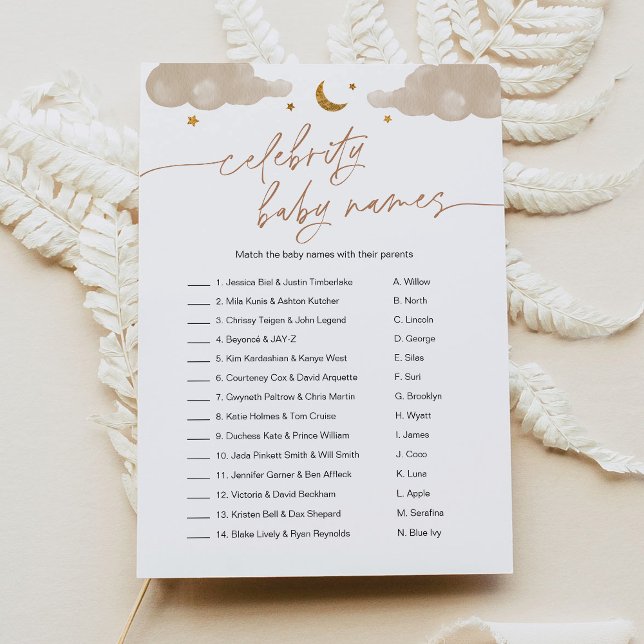 Convites Celebração Nome do Bebê Twinkle Star Jogo do Chá d (Criador carregado)